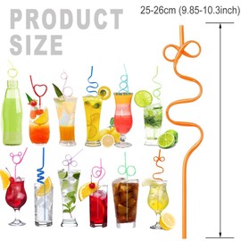 20 Pcs Crazy Straws,Reusable Silly Colorful Drinking Straws Creative Bar Straws Twirly Straws Colorful Fun Varied Twists Straws Loop Curly Swirly Straw for Kids Adults Birthday Wedding Cocktail Decor