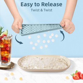 WIBIMEN Mini Ice Cube Trays, Small Tiny Round Pebble Crushed Nugget Ice Trays for Freezer with Lid - Chilling Drinks Coffee Juice(1 Pack/0.55In - Blue)