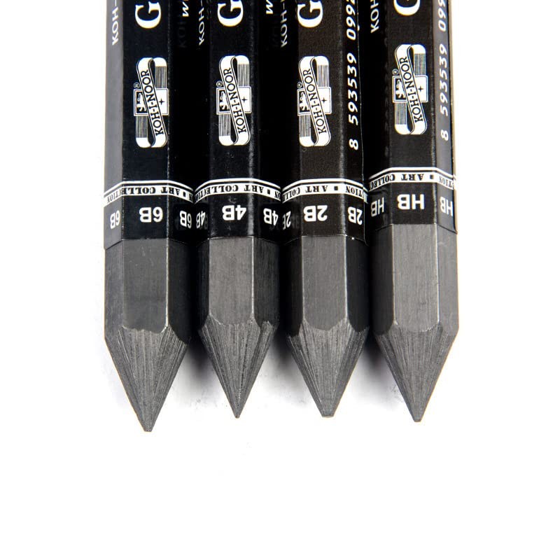 NICEYST 4Pcs Graphite Stick Set HB 2B 4B 6B Woodless