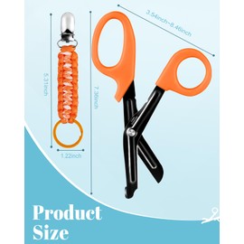 Plifal 7.36" Stainless Steel Nurse Scissors & Tape Holder - Orange Trauma Shears, Deep Serrations & Blunt Tip Design, Essential Tool for First Aid Surgical Medical Work (Without Tape)