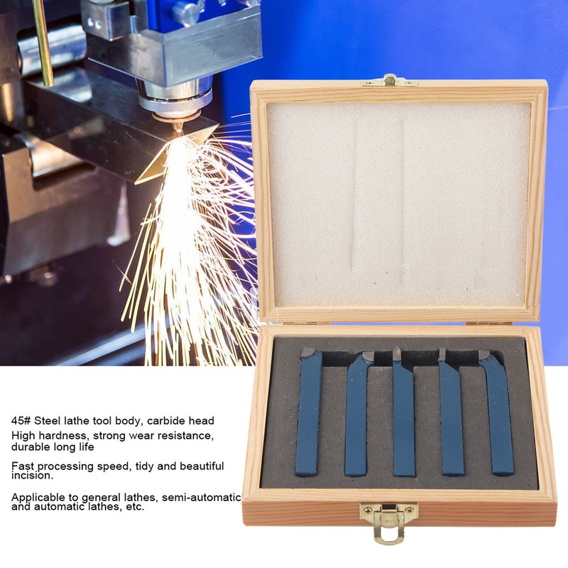 5pcs Lathe Tool Carbide Tipped Weld Turning Tool Set Machine