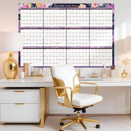 Ospelelf 32'' x 48'' Large Dry Erase Calendar for Wall 2025-2027, 2 Year Laminated Calendars Monthly Family Calendar for Office, Use July 2025 - June 2027 (Floral)