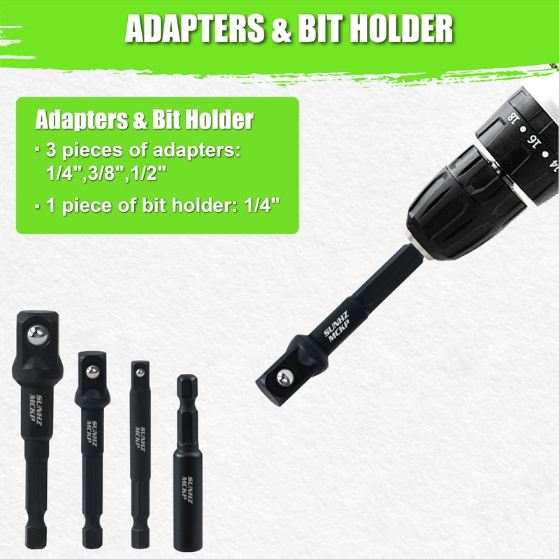 SUNHZMCKP 39Pcs Magnetic Nut Driver Set for Impact Drill, Metric