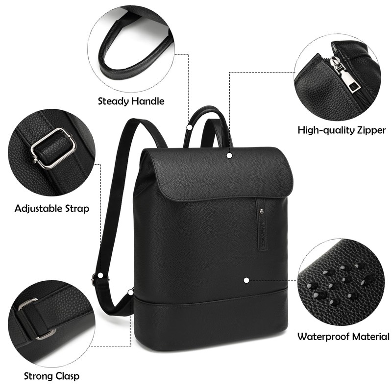 MYHOZEE Laptop Backpack for Women and Men, PU Leather Backpack