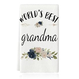 World's Best Grandma Kitchen Towels Grandmother for Grannny from Grandson Granddaughter to Grandma Dish Towels for Cooking Grandma Gift Towel