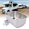 Small RV Sink,Stainless Steel Caravan Camper Sink with Water Pipe,