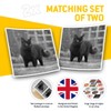 2 x 7.5cm Square Vinyl Stickers - Hunting Black Cat