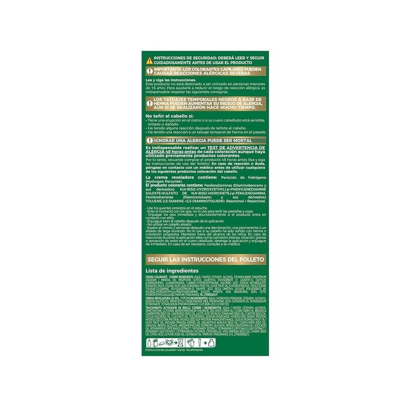 Tinte permanente para cabello Garnier Nutrisse sin amoniaco Tono 7.3