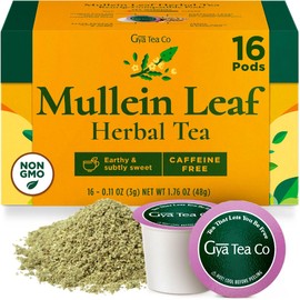 Gya Tea Co Mullein Leaf Herbal Tea Pod (16 ct) - Decaf Wellness Tea for Calming & Relaxing