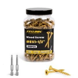Wood Screws 1-1/2 Inch, FIXLINK Deck Screws #8 x 1-1/2", 310 PCS, Epoxy Coated, T25 Star Bit Above 1500 Hour Salt Spray Coating Outdoor Decking Screws Excellent Rust Resistant for Outdoor Wood Fence