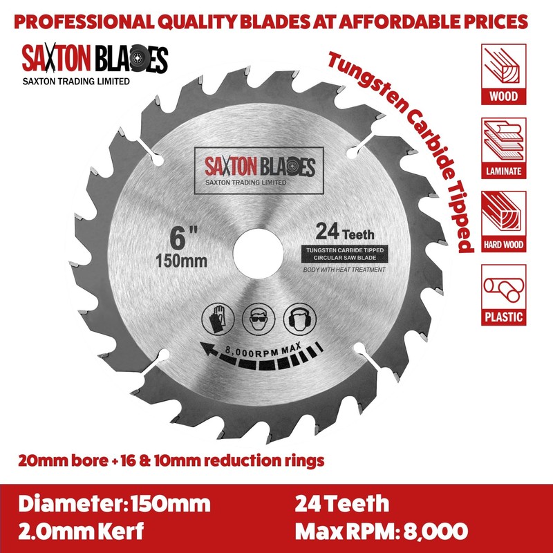 Saxton TCT Circular Saw Blade 150mm x 20mm bore x