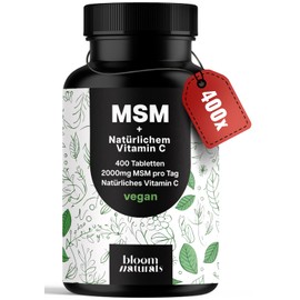MSM Capsules High Dose - 400 Tablets - 2000 mg MSM + Natural Vitamin C - Vegan & Produced in Germany