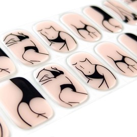 YIZHUO Semi-Cured Gel Nail Strips Kit - Nude Pink Bikini Design, Long Lasting Salon Quality, 20 Pcs Full Nail Wraps, Easy DIY Manicure at Home (UV Lamp Required)