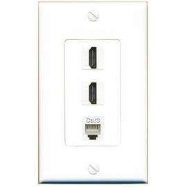 RiteAV 2 Port HDMI Phone Jack Coupler Female-Female Wall Plate [White]