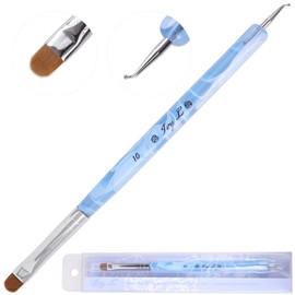 Ivy L 2- Way French Gel Acrylic Nail Art Kolinsky Brush with Dotting Tool for Professional Manicure Cuticle Clean up Nail Art Design (Size # 10, Blue Marble)