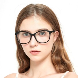 SUNAMOY Large Round Acetate Material Reading Glasses for Womens Large Computer Blue Light Blocking Spring Hinge Big Readers Black 2.5