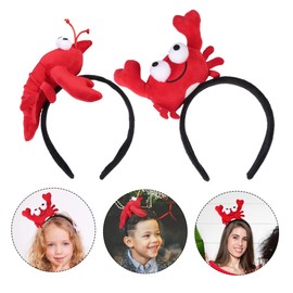 Mikinona 2pcs Cartoon Lobster Crab Hairbands Fun Red Headwears for Boy Girl for Parties Festivals Seafood Restaurant Events Cute Soft Design