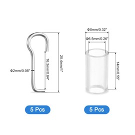 sourcing map Wand Wire and Sleeve Collar, 5 Sets Blind Wand Hook Replacement Parts for 1-inch Square Head Rails, Tilt Hook Repair for Horizontal Blind Parts (Silver)