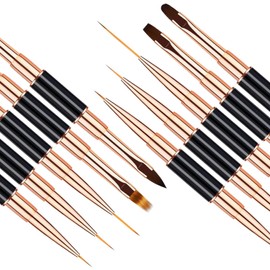 Nail Art Brushes Set - Professional 5pcs Double-Ended Acrylic Nail Art Brushes Liner Detail Thin Brushes For Drawing Design Brushes Gel Builder Brushes 3D Nail Art Tools For Salon At Home DIY Manicure Nail Art Tool Kit (Black)