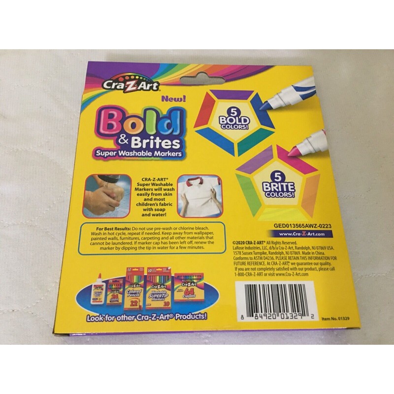 Cra-Z-Art Bold & Brites Super Washable Markers 10 Markers New