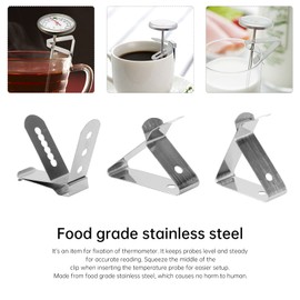 DOITOOL 6PCS Meat Thermometer Probe Clip Holder for Ambient Temperature Readings for BBQ Smokers Grill Oven Stainless Steel Grill Thermometer Clip