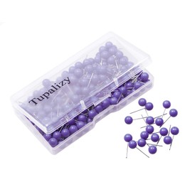 Tupalizy 1/4 Inch Small Round Map Tacks Plastic Fabric Marking Push Pins World Travel Map Thumbtacks for Home Office Bulletin Cork Board Use and DIY Craft Project, 200PCS (Purple)