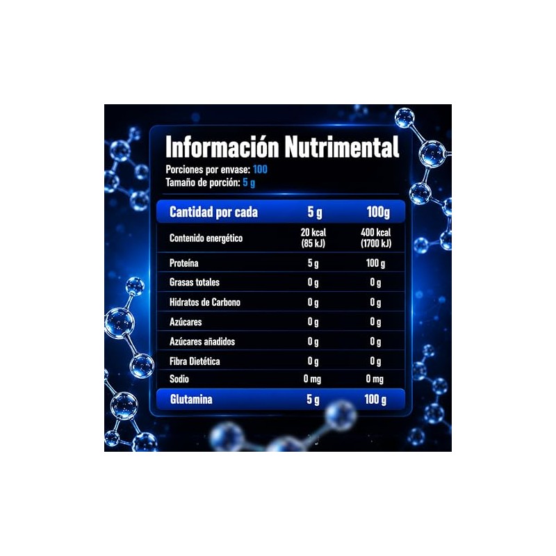 ForzaTech Glutamina Micronizada 100 Pura en Polvo 500g 100 servicios