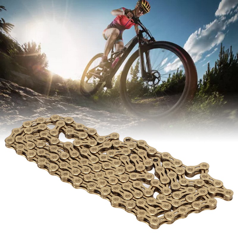 Mountain Bike Chain 10 Speed High Carbon Steel Gold Hollow