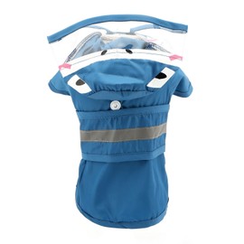 SMALLLEE_LUCKY_STORE Cute Shark Dog Raincoat with Clear Hood and Harness Hole Adjustable Waterproof Rain Jacket for Small Medium Large Dogs Boy Girl Reflective Pet Poncho, Blue, M