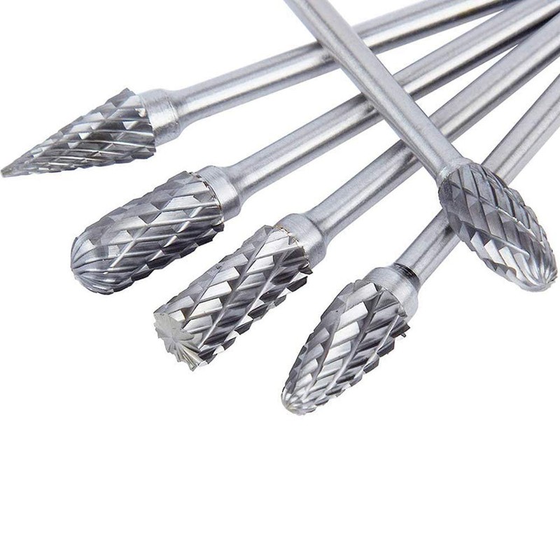 ANCLLO 10pcs Double Cut Tungsten Steel Solid Carbide Rotary Burrs
