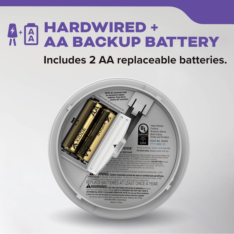 Kidde Hardwired Smoke & Carbon Monoxide Detector, AA Battery Backup