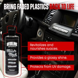 Redline Hella-Thick Dressing for Cars, Rubber, Vinyl & Plastic - Non-Greasy, Water-Based Formula with UV Protection - Restores Shine & Color of Tires, Dashboards & More - Black Glacier Scent, 16 oz
