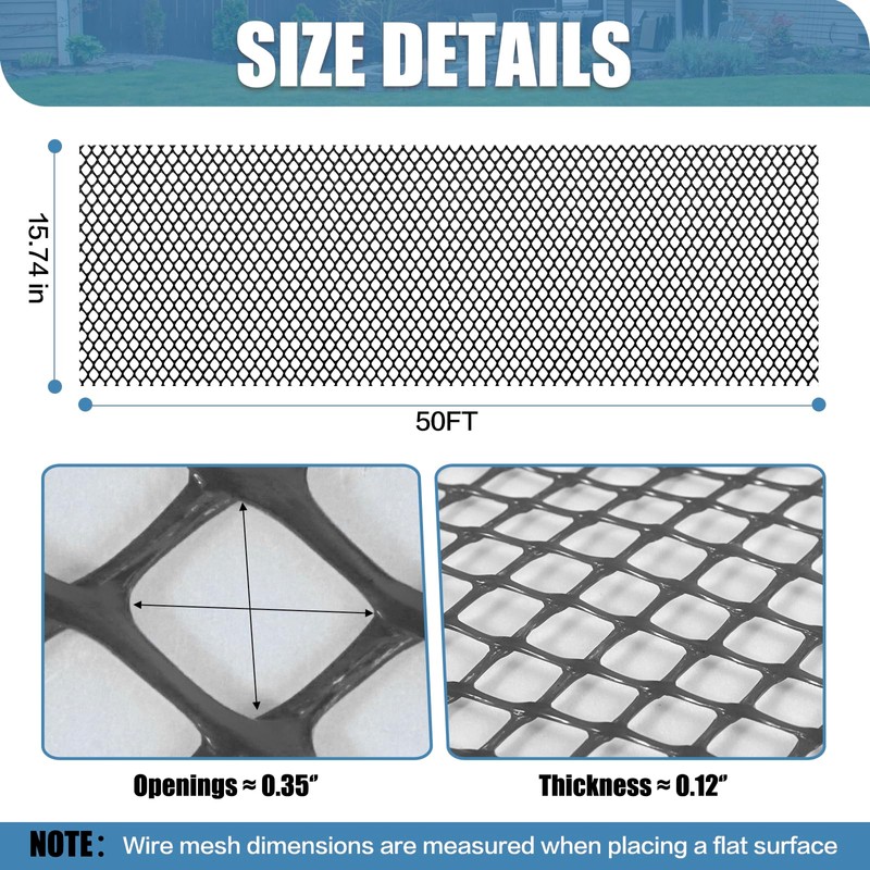 Plastic Pet & Garden Fence - Black 15.7in X 50ft