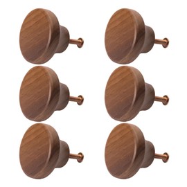 6Pcs Wooden Furniture Knobs Furniture Pulls Handles Wooden Cabinet Knobs Drawer Knobs Wooden Knobs for Cabinet Cupboard Wardrobe (Black Walnut)