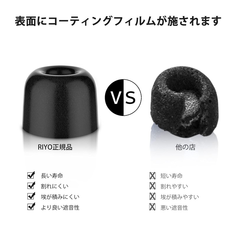 Urethane Ear Tips, Memory Foam, 6 Pairs (M Size), Earphone