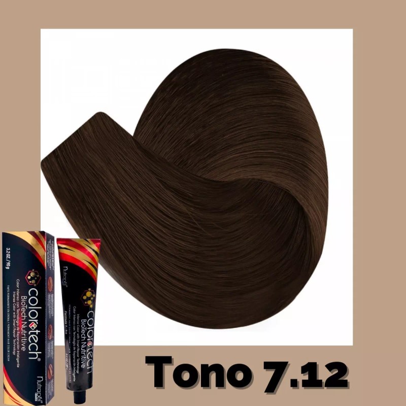 Color Tech Tinte 7.12 Rubio Cenizo Nacarado Tubo 90g