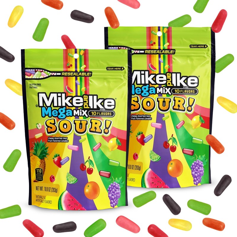 Mike and Ike Mega Mix Sour Candy, 2 Pack of