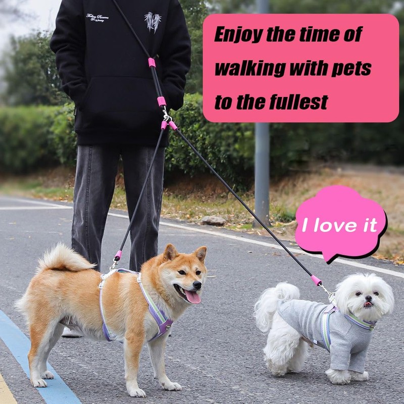 FURLINGDA Hands Free Double Dog Leash for Two Dogs, No