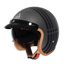 TRIANGLE 3/4 Motorcycle Helmet,Retro Vespa Open Face Adults Helmets with Visor,Half Face Moped Helmet for Men & Women,DOT Approved Helmets for ATV Cruiser Scooter(XXL)