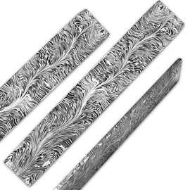 Nesmo 521 Damascus Steel Blank Billet Snack Feather Patern Bar Stock for knife making Hand Forged 12 Inches, Gray