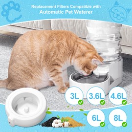 8 Pack Replacement Filters for 3.6L/4.6L/6L/8L Gravity Pet Water Dispenser, YOIHABV Dog Water Filter Replacement, Triple Filtration Pet Fountain Filter, Water Feeder Filter for Cat and Dog(1 Brush)