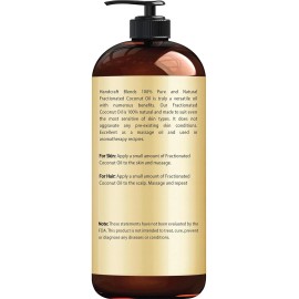 100% Pure Handcraft Fractionated Coconut Oil 16oz 100% Pure Carrier Oil for Skin & Hair.