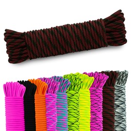 AMZoutdoor® Paracord 550 Cord, Paracord Cord, 7 Core Strands, Outdoor Equipment, Outdoor Camping (10 Metres, Red-Black)