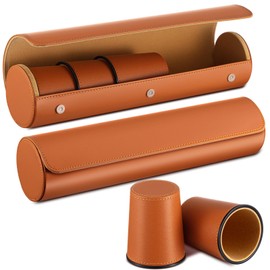 Liliful 2 Set Leather Dice Cups Include 10 Leather Game Cups, 50 Dice and 2 Storage Case with Magnetic Closure, Liars Game Gift for Party, Craps, Backgammon (Black)