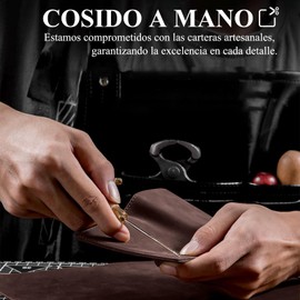 Tarjetero de Cuero,Carteras para Caballero,Porta Tarjetas Metal Protección RFID,Tarjetero Antirrobo con Múltiples Ranuras para Tarjetas,para Tarjetas, DNI y Efectivo (Marrón)