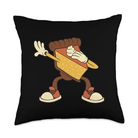 Funny Adult Thanksgiving Tee Shirts Dabbing Sweet Pumpkin Pie Funny Thanksgiving Men Women Kids Throw Pillow, 18x18, Multicolor