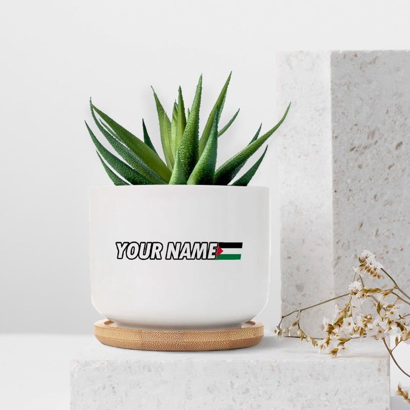 DecStic Custom Your Name with Palestinian Flag Ceramic Planters Festival