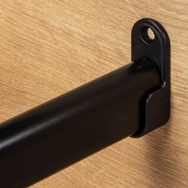 Gedotec Wardrobe Rail | Oval | Wardrobe Rail 1500 mm | 1 Piece Wardrobe Rail with 2 Pieces Rod Fixings | Furniture Pipe 30 x 15 mm | Wardrobe Clothes Rail Black | Metal Cupboard Tube