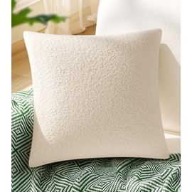 Welzona 14x14in Couch Pillow with Inserts Included, Throw Pillow for Couches, Couch Pillows with Removable Pillow Case, Machine Washable, Beige White