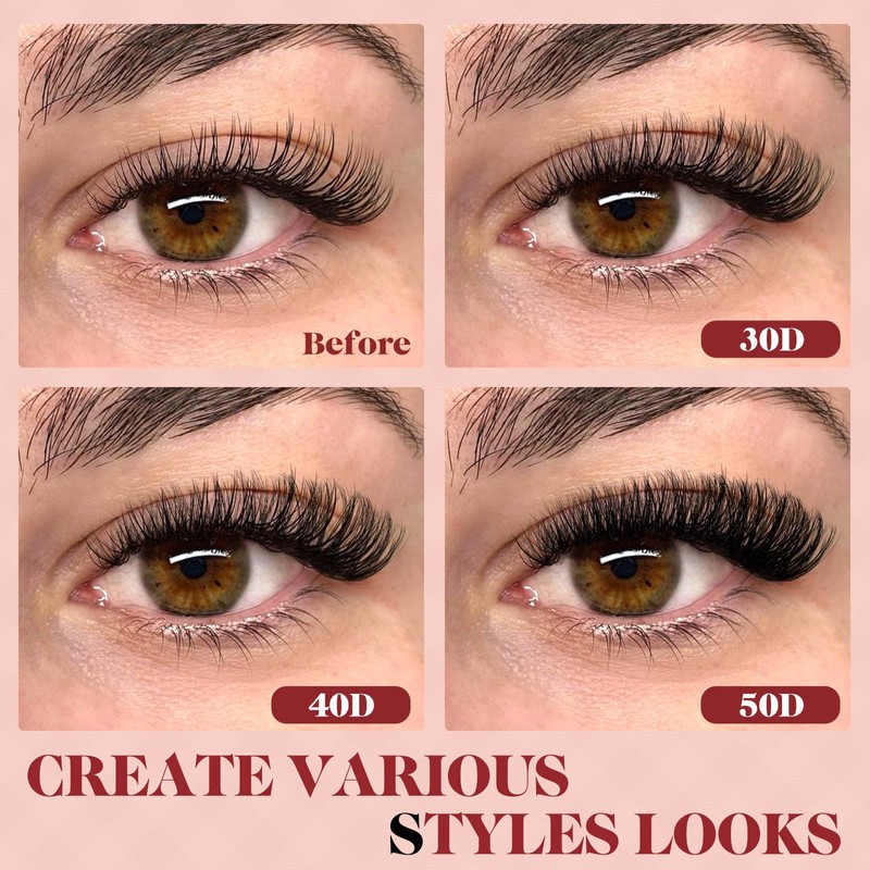 Higu clace Eyelash Extensions, 280 Pieces, 30D + 40D +